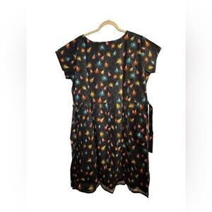 Festive: Fairy Lights Stretch Belted Tea Dress with Pockets